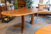 Load image into Gallery viewer, Restored Teak Oval Pedestal Table with Three Leaves