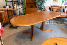 Load image into Gallery viewer, Restored Teak Oval Pedestal Table with Three Leaves