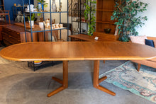 Load image into Gallery viewer, Restored Teak Oval Pedestal Table with Three Leaves