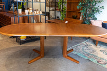 Load image into Gallery viewer, Restored Teak Oval Pedestal Table with Three Leaves