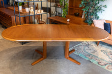 Load image into Gallery viewer, Restored Teak Oval Pedestal Table with Three Leaves