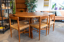 Load image into Gallery viewer, Restored Teak Oval Pedestal Table with Three Leaves