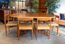 Load image into Gallery viewer, Restored Teak Oval Pedestal Table with Three Leaves