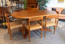 Load image into Gallery viewer, Restored Teak Oval Pedestal Table with Three Leaves