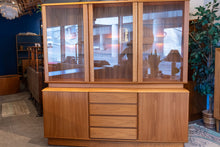 Load image into Gallery viewer, Vintage Teak Sideboard/Hutch with Lighted Glass Topper