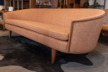 Load image into Gallery viewer, Restored Teak Framed Barrel Sofa