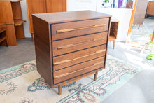 Load image into Gallery viewer, Vintage Mid Century Modern Walnut Four Drawer Dresser