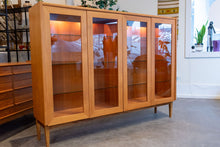 Load image into Gallery viewer, Lighted Teak Display Cabinet with Glass Shelves
