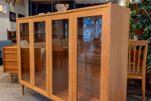 Load image into Gallery viewer, Lighted Teak Display Cabinet with Glass Shelves