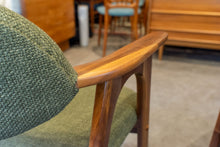 Load image into Gallery viewer, Restored Walnut Dining Chairs with Green Upholstery