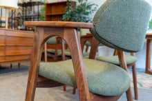 Load image into Gallery viewer, Restored Walnut Dining Chairs with Green Upholstery