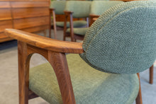 Load image into Gallery viewer, Restored Walnut Dining Chairs with Green Upholstery