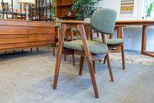 Load image into Gallery viewer, Restored Walnut Dining Chairs with Green Upholstery