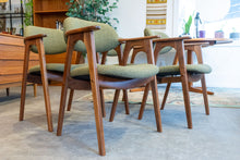 Load image into Gallery viewer, Restored Walnut Dining Chairs with Green Upholstery