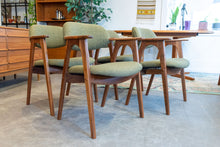 Load image into Gallery viewer, Restored Walnut Dining Chairs with Green Upholstery