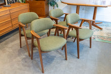 Load image into Gallery viewer, Restored Walnut Dining Chairs with Green Upholstery