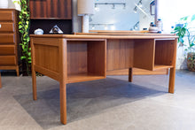 Load image into Gallery viewer, Vintage Teak Executive Desk with Rear Book Shelves