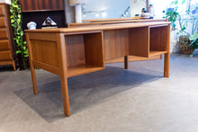 Load image into Gallery viewer, Vintage Teak Executive Desk with Rear Book Shelves