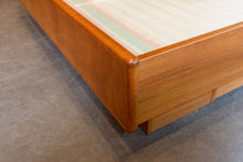 Load image into Gallery viewer, Vintage Queen Teak Bed frame with Floating Night Stands