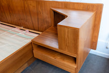 Load image into Gallery viewer, Vintage Queen Teak Bed frame with Floating Night Stands