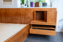 Load image into Gallery viewer, Vintage Queen Teak Bed frame with Floating Night Stands