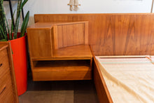 Load image into Gallery viewer, Vintage Queen Teak Bed frame with Floating Night Stands