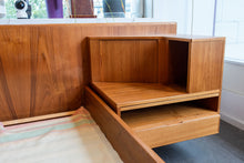 Load image into Gallery viewer, Vintage Queen Teak Bed frame with Floating Night Stands