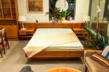 Load image into Gallery viewer, Restored Vintage Teak Queen Bed with Bedside Tables