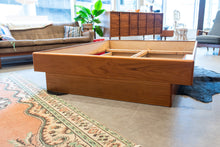 Load image into Gallery viewer, Restored Vintage Teak Queen Bed with Bedside Tables