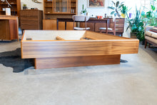 Load image into Gallery viewer, Restored Vintage Teak Queen Bed with Bedside Tables