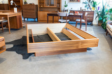 Load image into Gallery viewer, Restored Vintage Teak Queen Bed with Bedside Tables