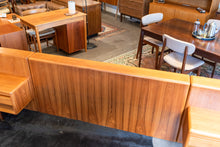 Load image into Gallery viewer, Restored Vintage Teak Queen Bed with Bedside Tables