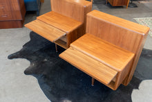 Load image into Gallery viewer, Restored Vintage Teak Queen Bed with Bedside Tables