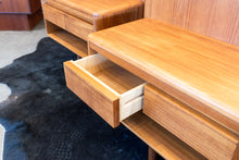 Load image into Gallery viewer, Restored Vintage Teak Queen Bed with Bedside Tables