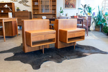 Load image into Gallery viewer, Restored Vintage Teak Queen Bed with Bedside Tables