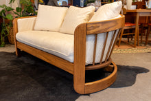 Load image into Gallery viewer, Vintage Oak Framed Sofa and Love Seat