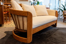 Load image into Gallery viewer, Vintage Oak Framed Sofa and Love Seat