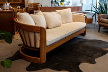 Load image into Gallery viewer, Vintage Oak Framed Sofa and Love Seat