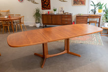 Load image into Gallery viewer, Restored Vintage Teak Gudme Pedestal  Dining Table with Two Leaves