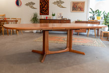 Load image into Gallery viewer, Restored Vintage Teak Gudme Pedestal  Dining Table with Two Leaves