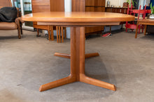 Load image into Gallery viewer, Restored Vintage Teak Gudme Pedestal  Dining Table with Two Leaves