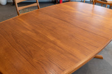 Load image into Gallery viewer, Restored Vintage Teak Gudme Pedestal  Dining Table with Two Leaves