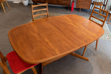 Load image into Gallery viewer, Restored Vintage Teak Gudme Pedestal  Dining Table with Two Leaves