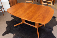 Load image into Gallery viewer, Restored Vintage Teak Pedestal Dining Table with Two Leaves