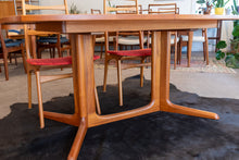 Load image into Gallery viewer, Restored Vintage Teak Pedestal Dining Table with Two Leaves
