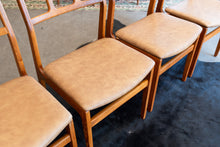 Load image into Gallery viewer, Vintage Teak Dining Chairs Reupholstered in Brown/Tan Vinyl - Set of Four