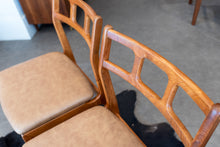 Load image into Gallery viewer, Vintage Teak Dining Chairs Reupholstered in Brown/Tan Vinyl - Set of Four