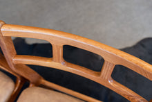 Load image into Gallery viewer, Vintage Teak Dining Chairs Reupholstered in Brown/Tan Vinyl - Set of Four