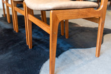 Load image into Gallery viewer, Vintage Teak Dining Chairs Reupholstered in Brown/Tan Vinyl - Set of Four