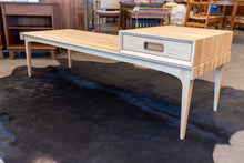Load image into Gallery viewer, Restored Vintage Elm and Walnut Coffee Table with Moveable Drawer